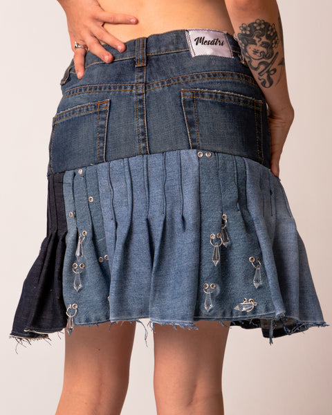 Don't Decide - Multi Fabric Pleated Mini Skirt