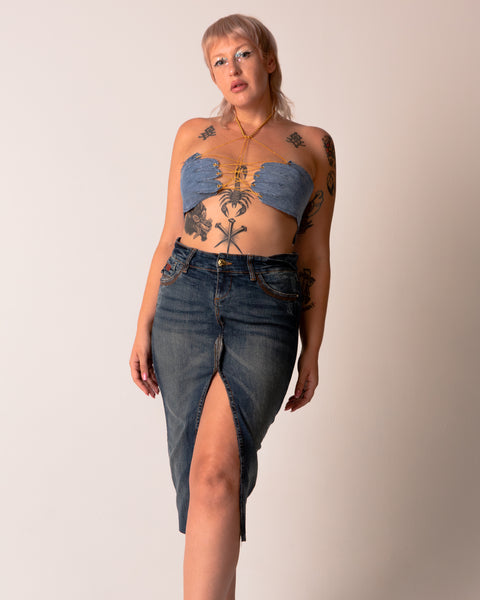 Dare To Touch This - Denim Hands Bralet (with chain detailing)