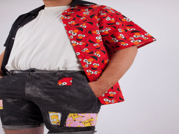 Unisex Up-cycled Character Patchwork Shorts